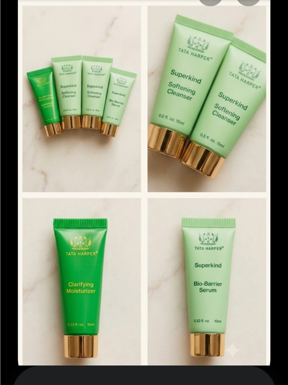 NWT Tata Harper Skincare Routine Set (4 Minis) Cleaner Serum Moisturizer